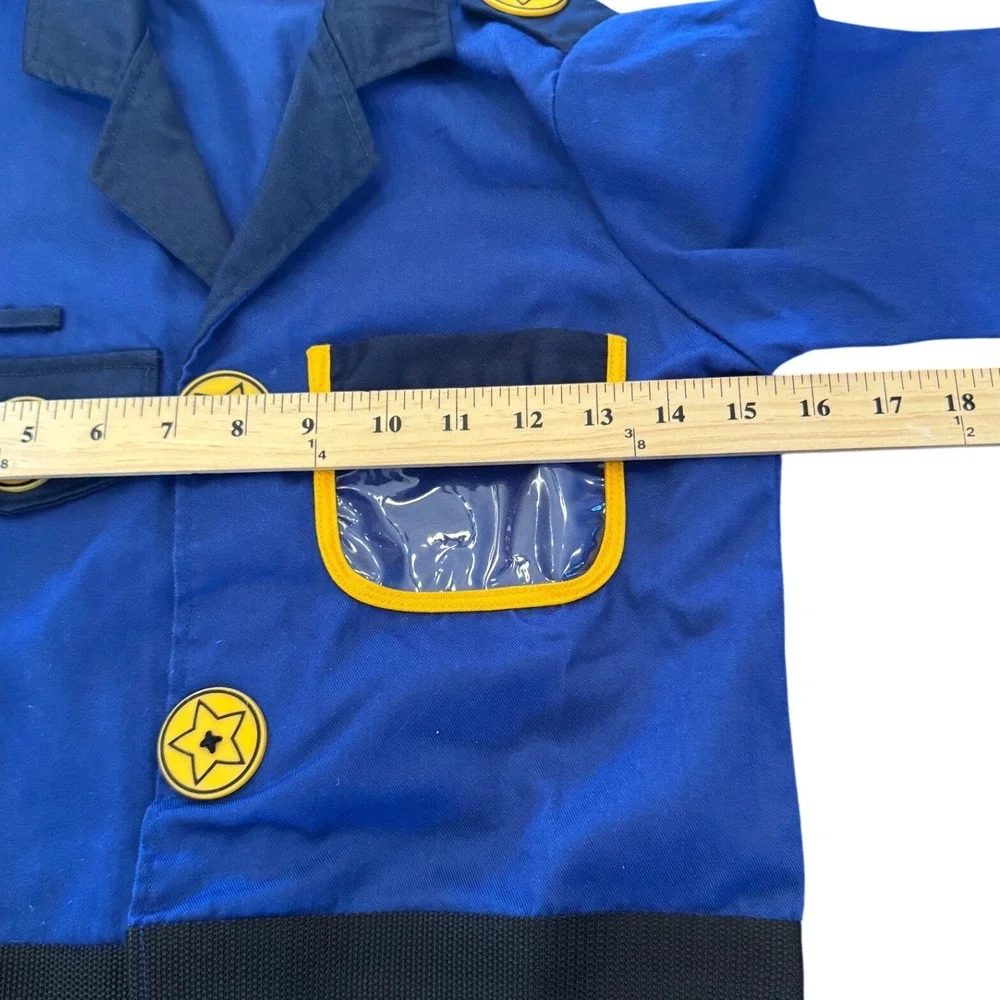 Kids Police Officer Costume Set Blue Uniform Jacket Hat Walkie Talkie Ticket